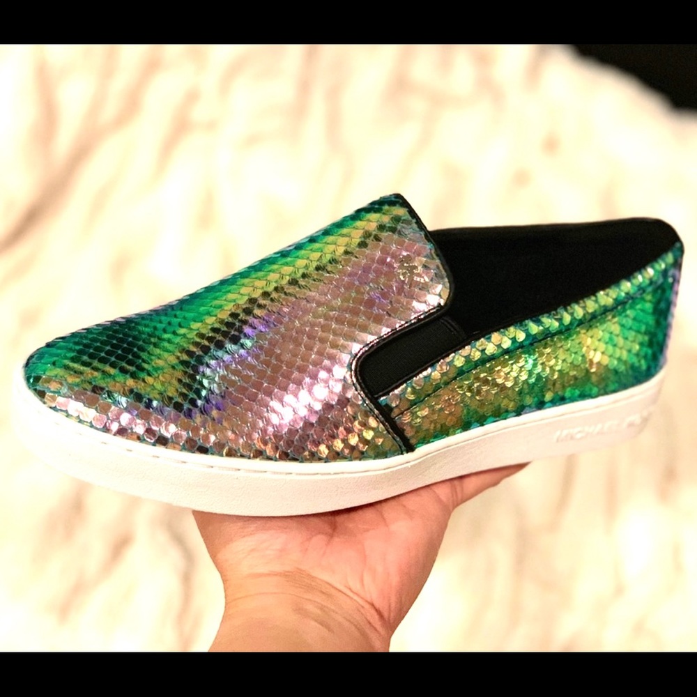MICHAEL KORS KEATON SLIP ON METALLIC LEATHR - NEW - Picture 1 of 6